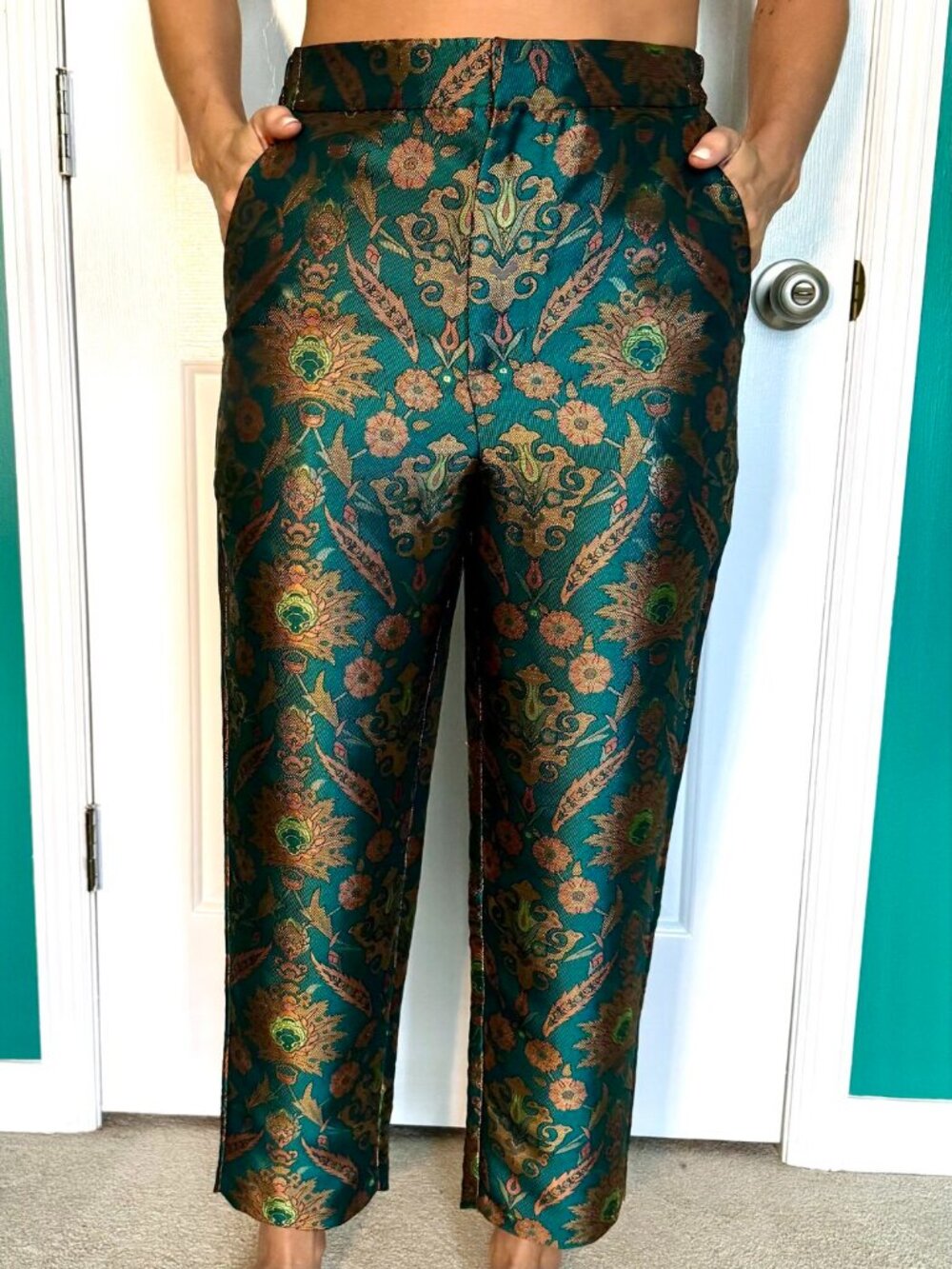 Maeve Anthropologie Metallic Brocade Trousers NWT